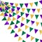 Mardi Gras Party Decorations – Purple, Green & Gold Metallic Fabric Triangle Pennant Banner, Hanging Bunting Garland for Birthday, Wedding, Baby Shower, Bridal Shower, Holiday & Masquerade Parties